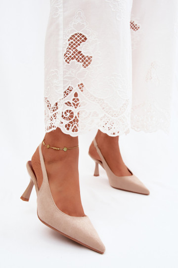 Sandali da donna con tacchi sottiliImitacji dalla pelle scamosciatau beige Saria 2
