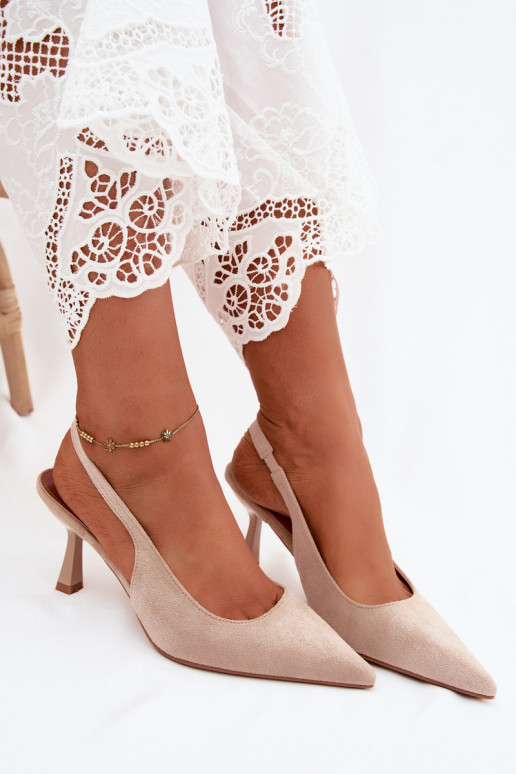 Sandali da donna con tacchi sottiliImitacji dalla pelle scamosciatau beige Saria