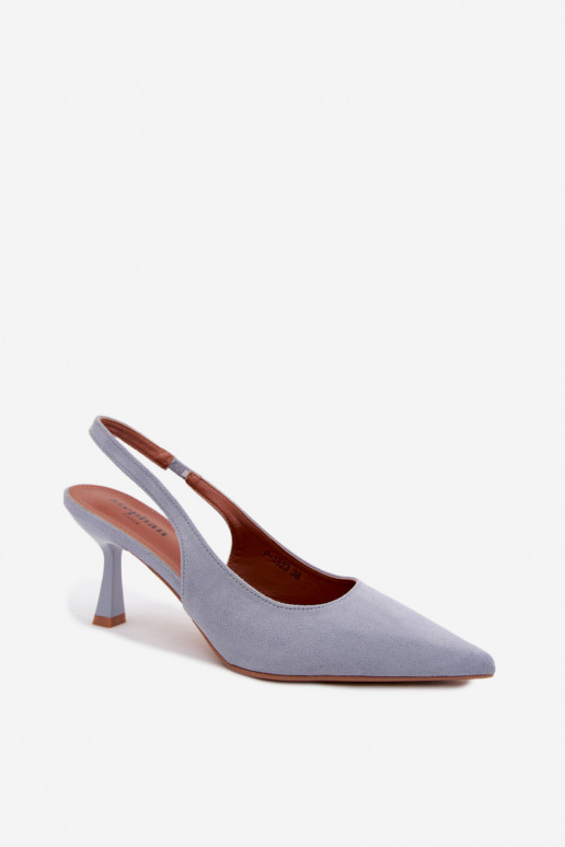 Sandali da donna con tacco sottile in suede blu Saria