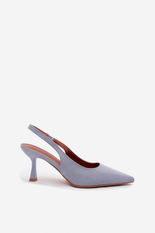 Sandali da donna con tacco sottile in suede blu Saria