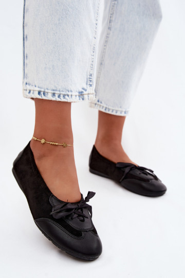 Ballerine sportive nere con dettagli eleganti Peonia