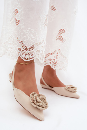 Sandali da donna con decorazione in suede avorio Gardenia