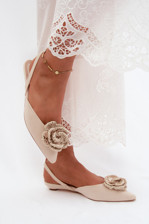 Sandali da donna con decorazione in suede avorio Gardenia