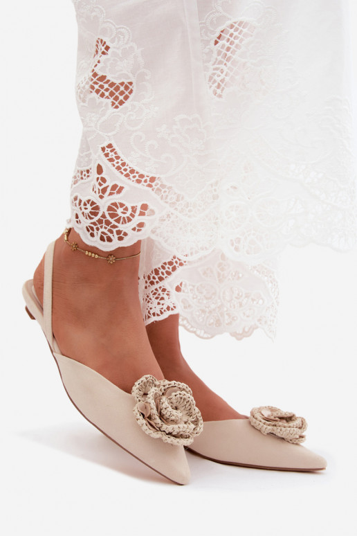 Sandali da donna con decorazione in suede avorio Gardenia