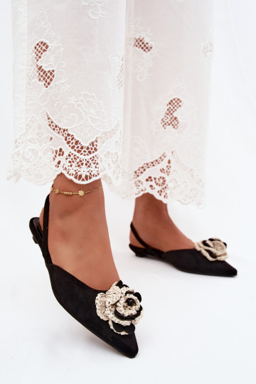 Sandali da donna con decorazione in suede nero Gardenia