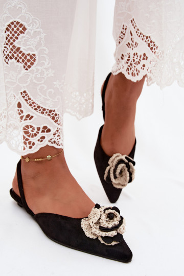 Sandali da donna con decorazione in suede nero Gardenia 2