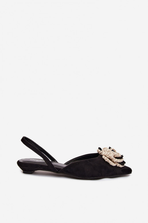 Sandali da donna con decorazione in suede nero Gardenia