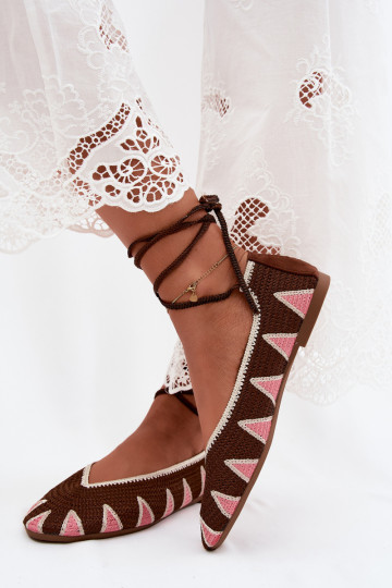 Ballerine all'uncinetto con dettagli eleganti in marrone scuro Astera 2