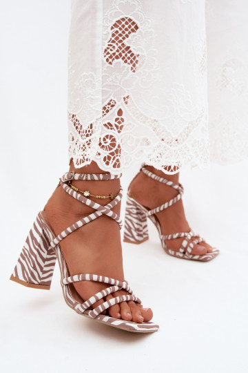 Sandali con tacco alto in sabbia Zebra Josette