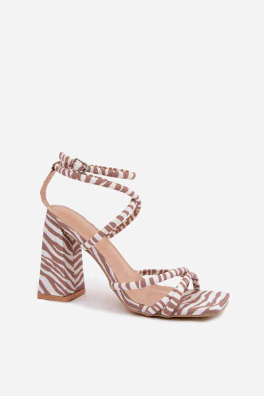 Sandali con tacco alto in sabbia Zebra Josette