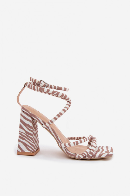 Sandali con tacco alto in sabbia Zebra Josette