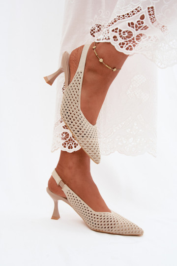 con elementi traforati  Sandali col tacco alto Typu Klepsydra beige Cherryla