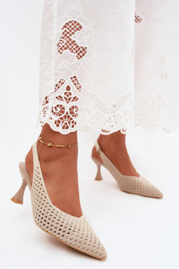 con elementi traforati  Sandali col tacco alto Typu Klepsydra beige Cherryla 2