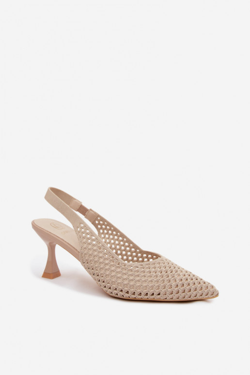 con elementi traforati  Sandali col tacco alto Typu Klepsydra beige Cherryla