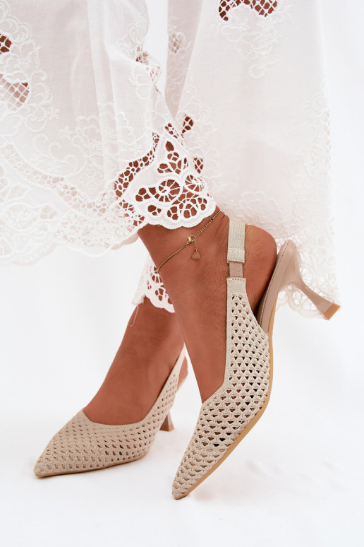 con elementi traforati  Sandali col tacco alto Typu Klepsydra beige Cherryla