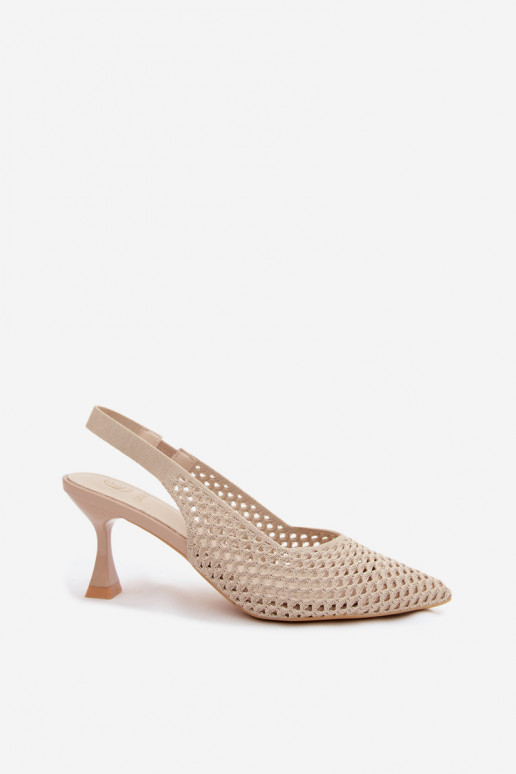 con elementi traforati  Sandali col tacco alto Typu Klepsydra beige Cherryla