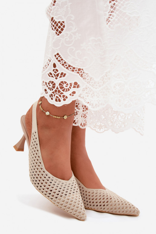 con elementi traforati  Sandali col tacco alto Typu Klepsydra beige Cherryla