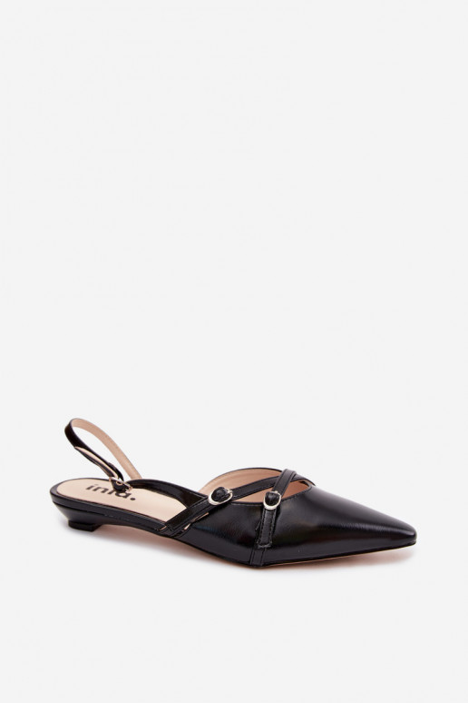 Sandali da donna con cinturini in pelle sintetica nera Glamira