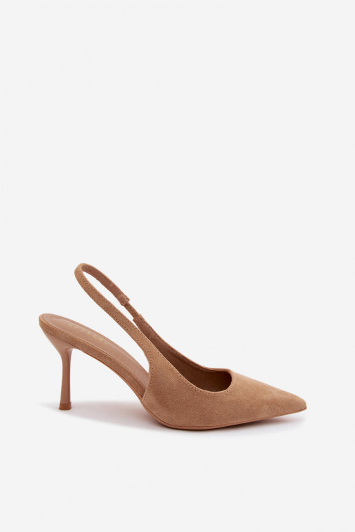 Sandali da donna con tacchi sottiliin ecopelle scamosciatau beige Kevina