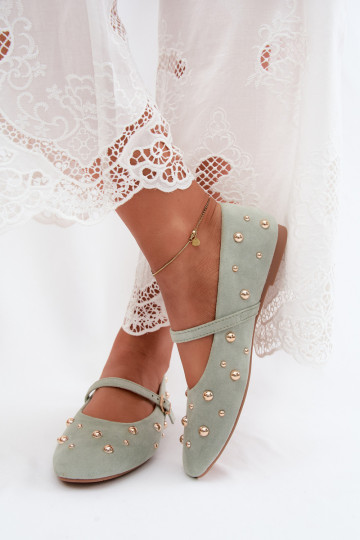 Ballerine con decorazione e cinturini menta Cuddly 2
