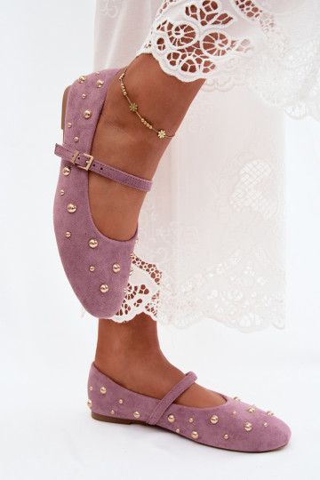 Ballerine con decorazione e cinturini in viola Cuddly