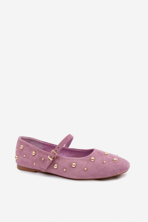 Ballerine con decorazione e cinturini in viola Cuddly