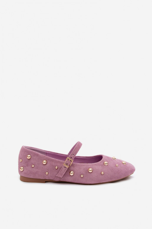 Ballerine con decorazione e cinturini in viola Cuddly