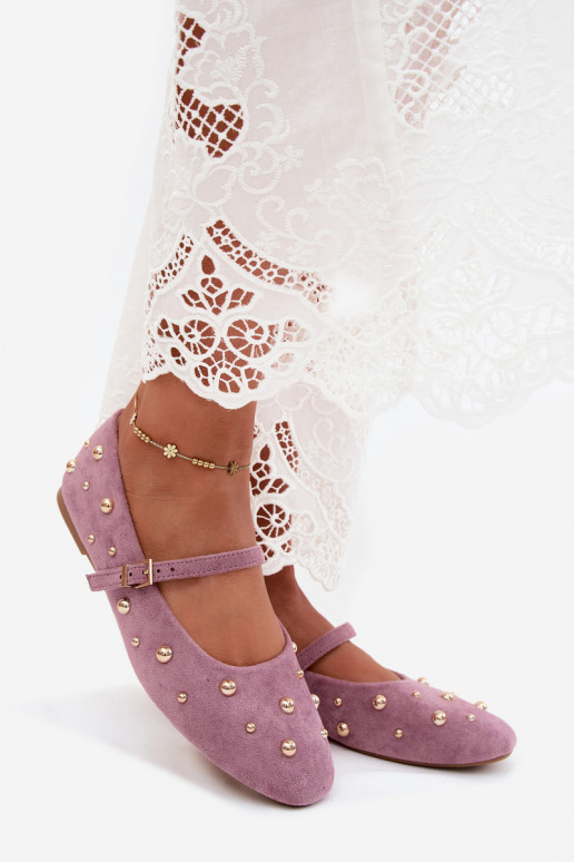 Ballerine con decorazione e cinturini in viola Cuddly
