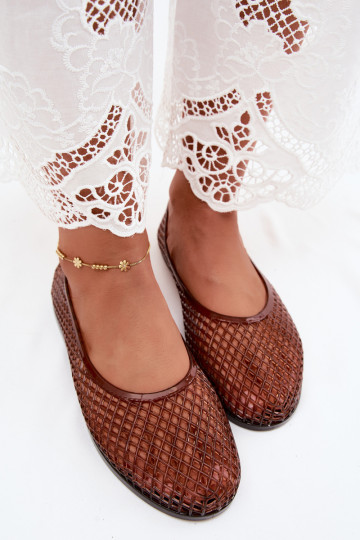 Ballerine in gomma con lacci in marrone Bonnita 2
