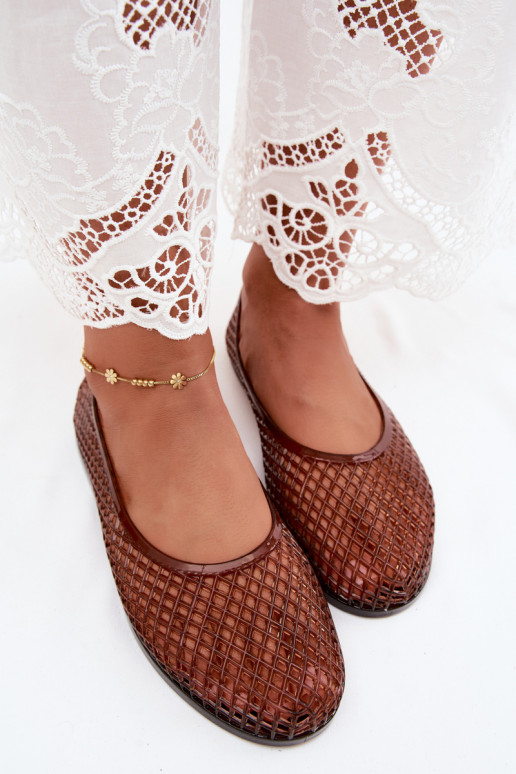 Ballerine in gomma con lacci in marrone Bonnita