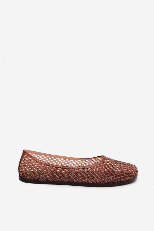 Ballerine in gomma con lacci in marrone Bonnita