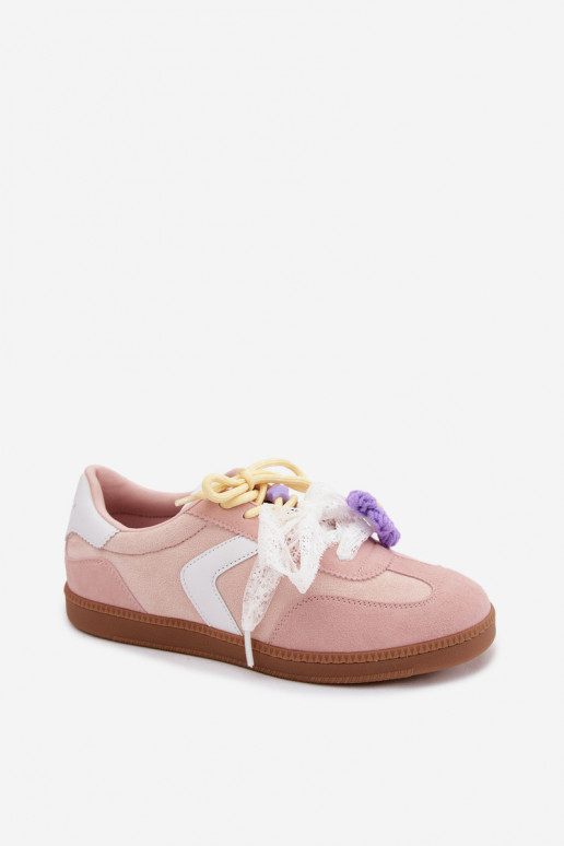 Sneakers da donna con fiori eleganti e fiocco in rosa Coastelle