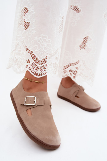 Scarpe da donna color sabbia con fibbie in suede sintetico Sombellia