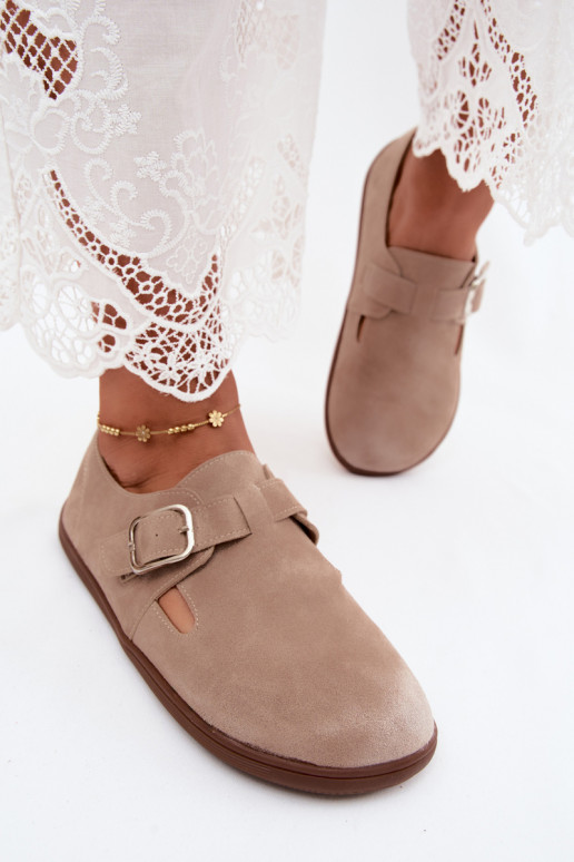 Scarpe da donna color sabbia con fibbie in suede sintetico Sombellia