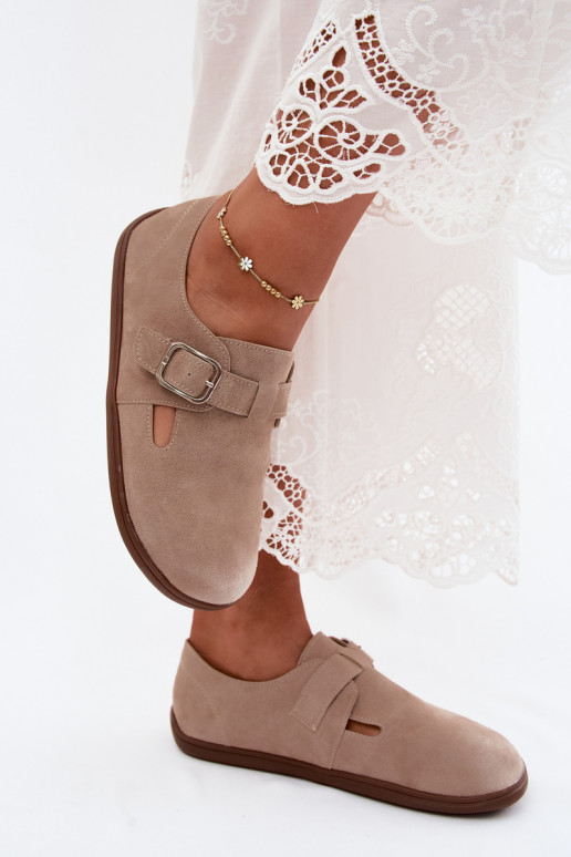 Scarpe da donna color sabbia con fibbie in suede sintetico Sombellia
