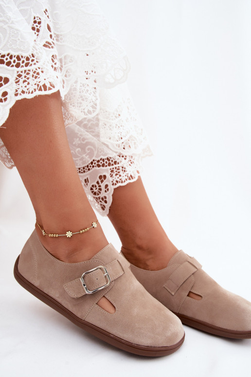 Scarpe da donna color sabbia con fibbie in suede sintetico Sombellia