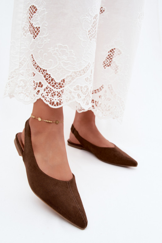 Ballerine con tacco aperto in suede sintetico marrone Merceria