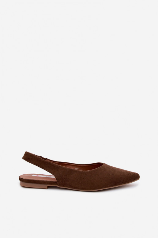 Ballerine con tacco aperto in suede sintetico marrone Merceria