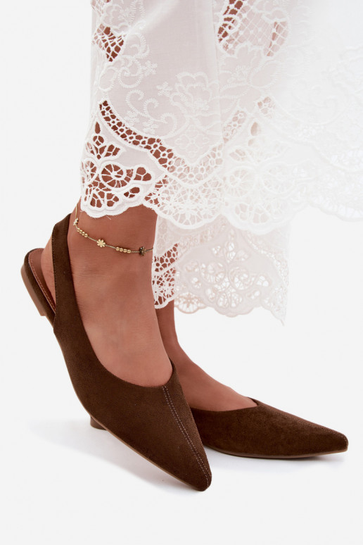 Ballerine con tacco aperto in suede sintetico marrone Merceria