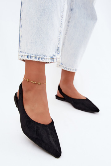 Ballerine nere con tacco aperto in suede sintetico Merceria 2