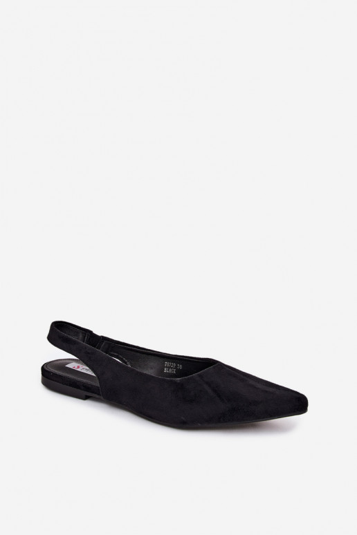 Ballerine nere con tacco aperto in suede sintetico Merceria