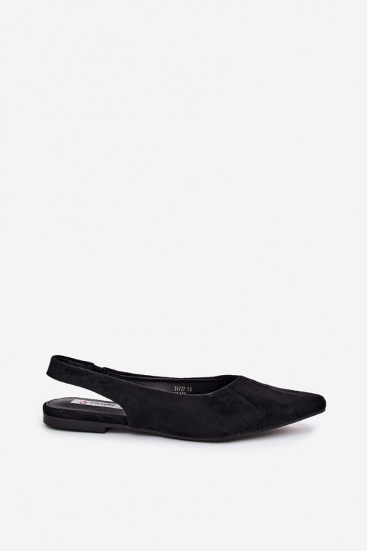 Ballerine nere con tacco aperto in suede sintetico Merceria