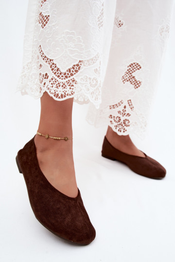 Ballerine in suede sintetico color cioccolato Camdena 2