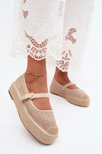 Espadrillas color sabbia con cinturini su una piattaforma Coastina