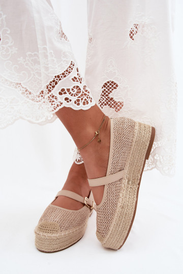Espadrillas color sabbia con cinturini su una piattaforma Coastina 2
