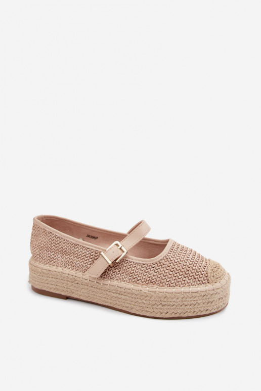 Espadrillas color sabbia con cinturini su una piattaforma Coastina
