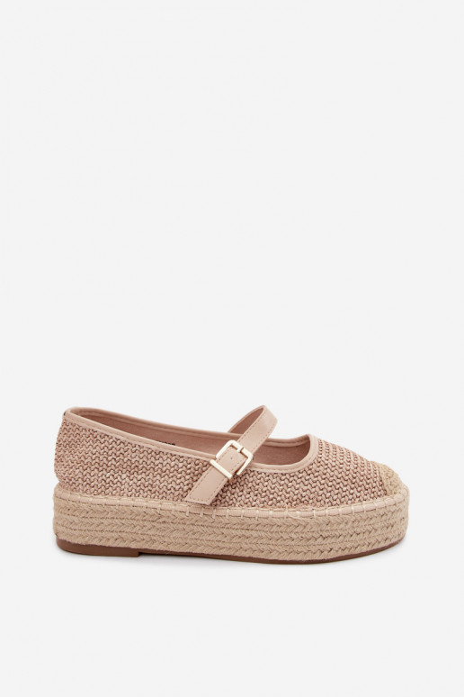 Espadrillas color sabbia con cinturini su una piattaforma Coastina