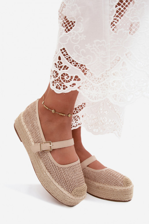 Espadrillas color sabbia con cinturini su una piattaforma Coastina