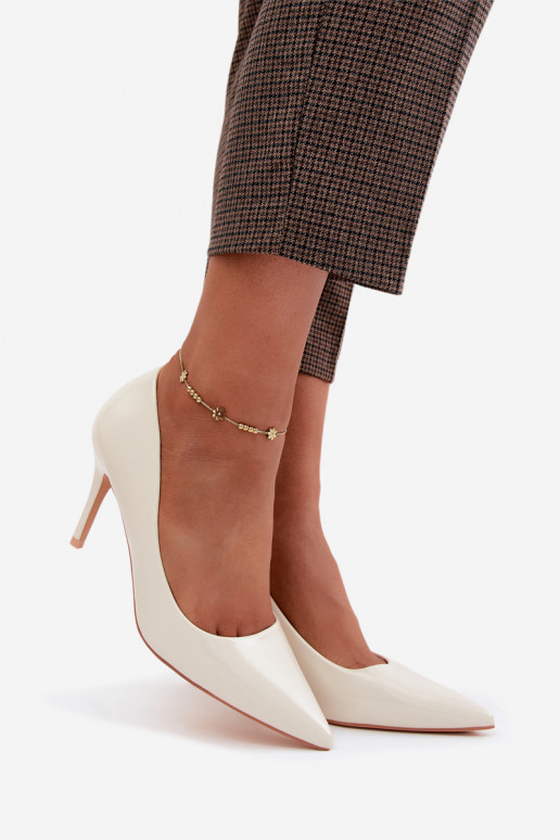 Scarpe con tacco alto in pelle sintetica con effetto lucido Zgaszona Biel Tropessa