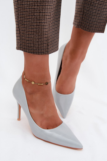 Scarpe con tacco alto blu in pelle sintetica con effetto lucido Tropessa